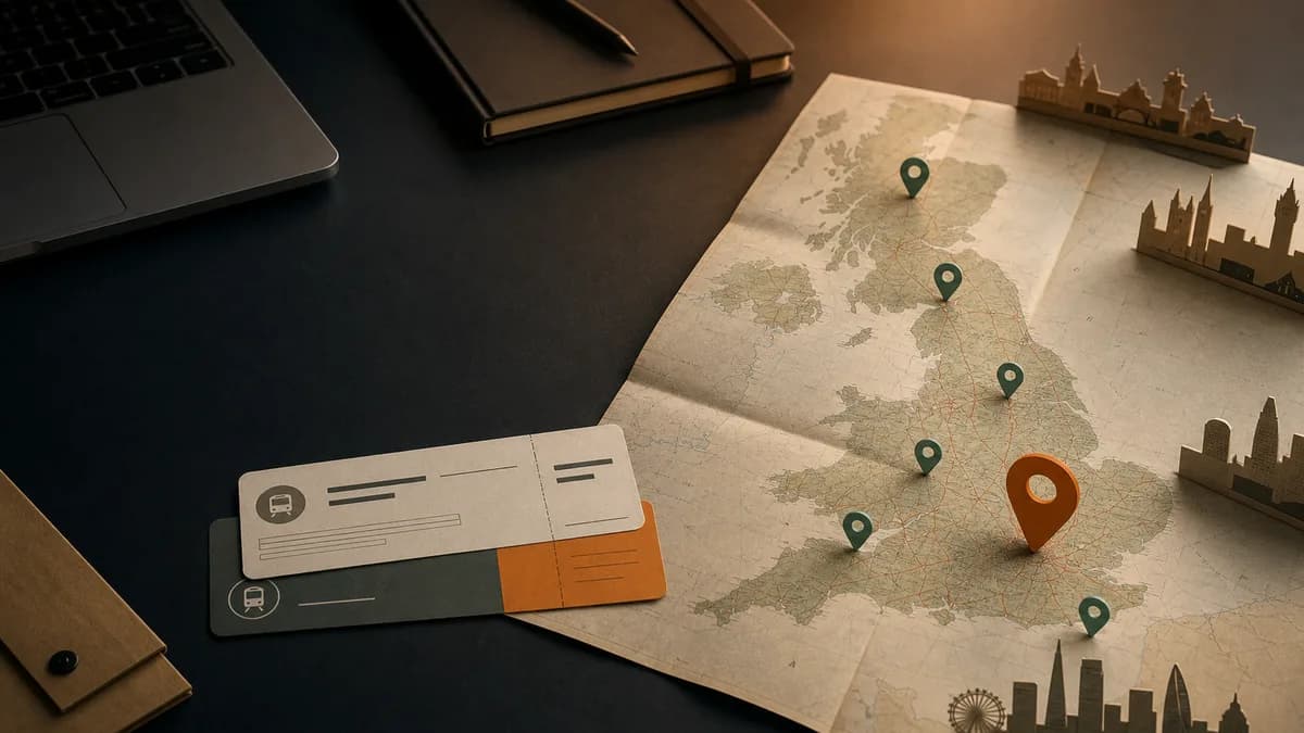UK map with location markers for regional job planning